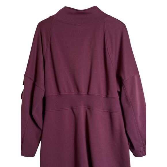 Anthropologie Daily Practice Zip Front French Terry Sweatshirt Dress XL Plum - Picture 8 of 10